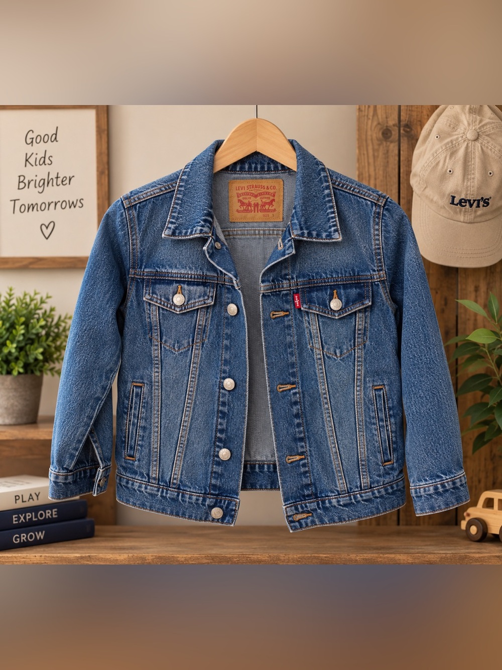 Levi’s Kids Blue Denim Trucker Jacket Size S 8-10 Years Like New